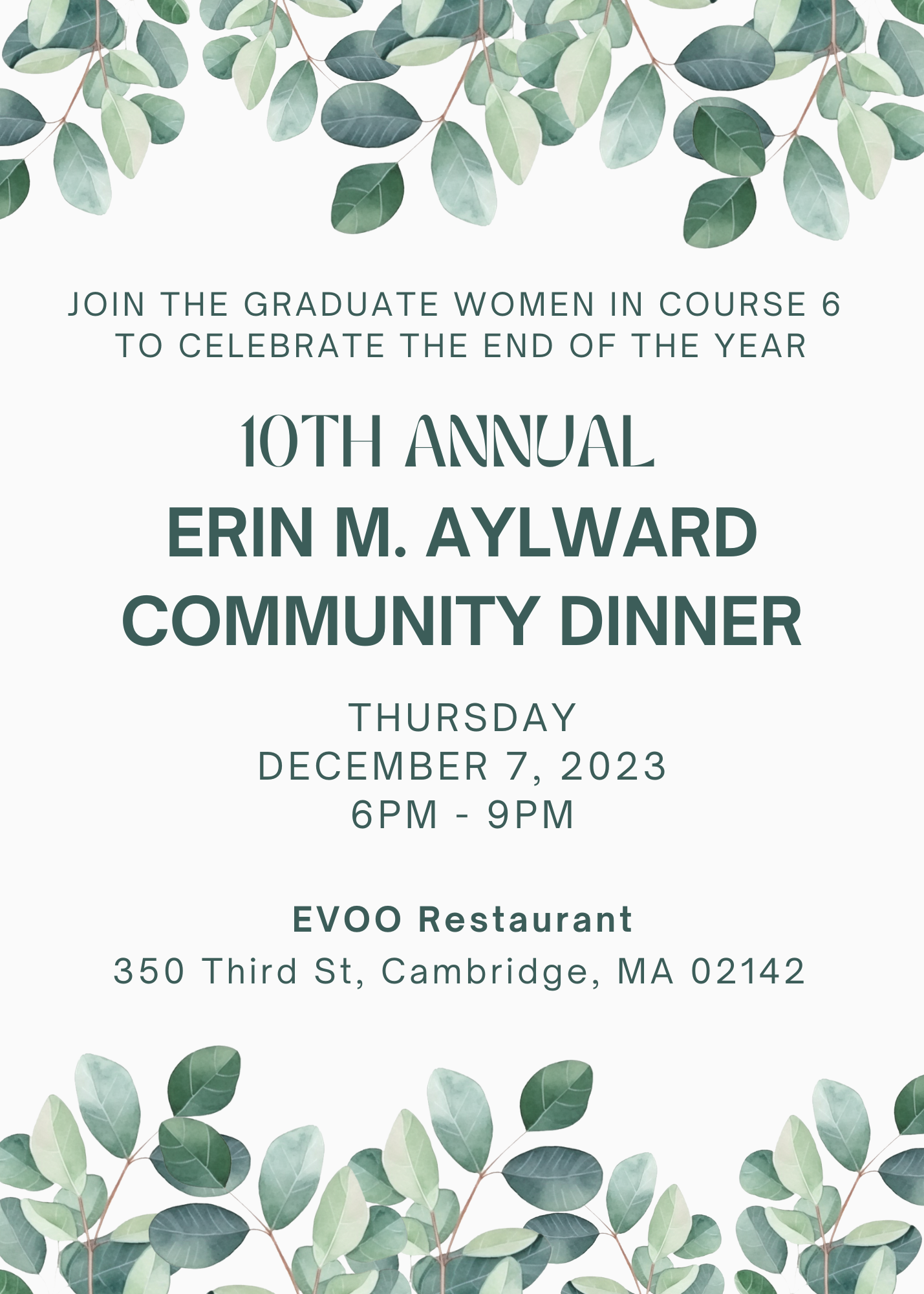 10th Annual Erin M. Alyward Memorial Dinner Flyer